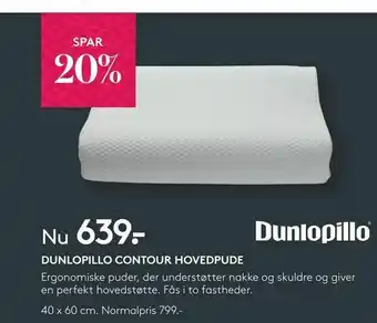 SengeSpecialisten Dunlopillo contour hovedpude tilbud