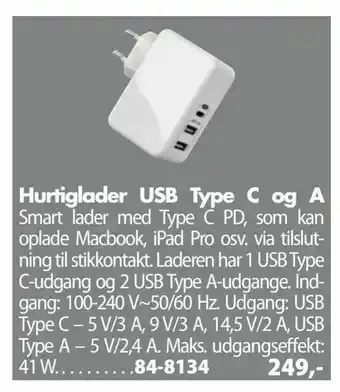 Biltema Hurtiglader USB Type C og A tilbud