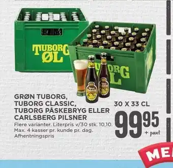 MENY Grøn tuborg, tuborg classic, tuborg påskebryg el. carlsberg pilsner tilbud