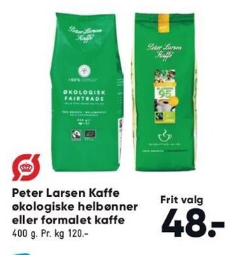 Bilka Peter larsen kaffe økologiske helbønner eller formalet kaffe tilbud