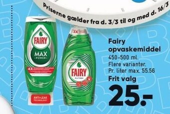 Bilka Fairy opvaskemiddel tilbud