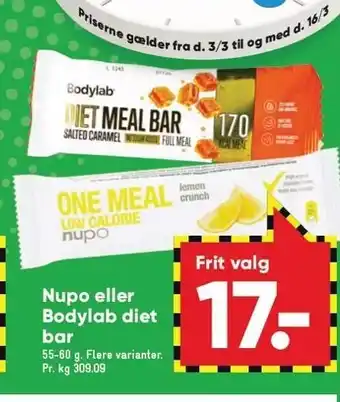 Bilka Nupo el. bodylab diet bar tilbud