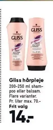 Bilka Gliss hårpleje tilbud