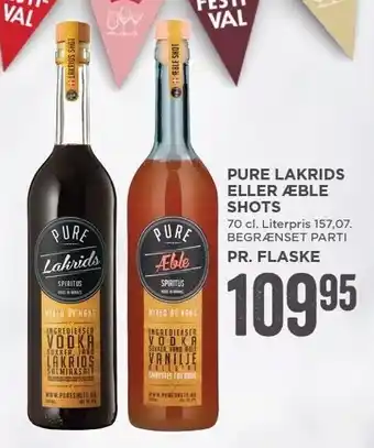 MENY Pure lakrids el. æble shots tilbud