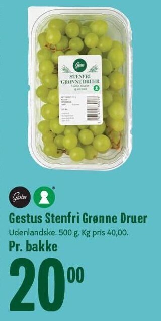 Gestus stenfri grønne druer