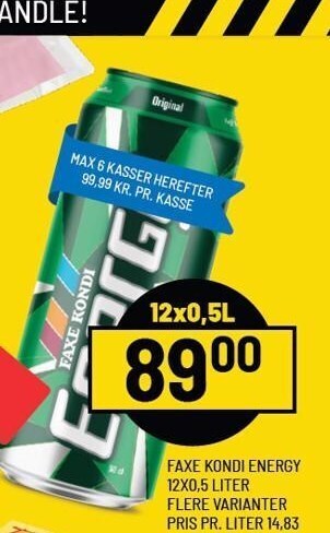 Faxe kondi energy 12x0,5 liter flere varianter