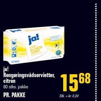 Ja! rengøringsvådservietter, citron