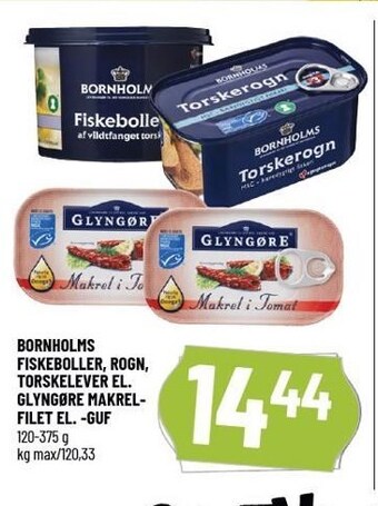 Bornholms fiskeboller, rogn, torskelever el. glyngøre makrelfilet el. guf