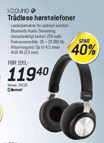 Thansen Xzound trådløse høretelefoner tilbud