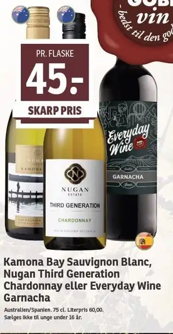 SPAR Kamona bay sauvignon blanc, nugan third generation chardonnay eller everyday wine garnacha tilbud