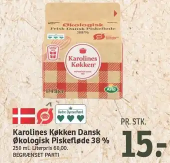 SPAR Karolines køkken dansk økologisk piskefløde 38 % tilbud