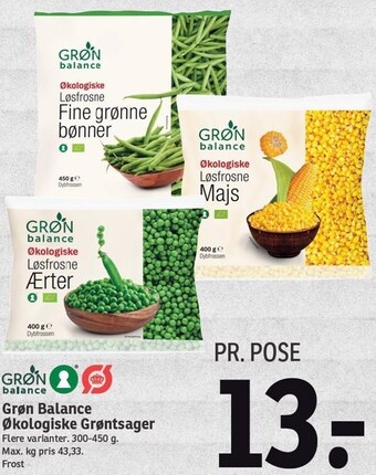 SPAR Grøn balance økologiske grøntsager tilbud