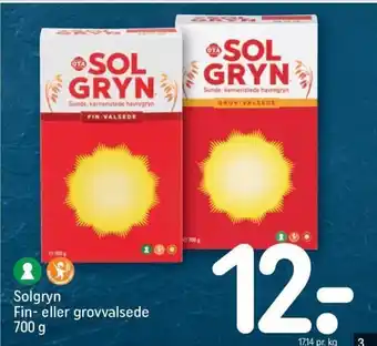 REMA 1000 Solgryn Fin-Eller Grovvalsede 700g tilbud