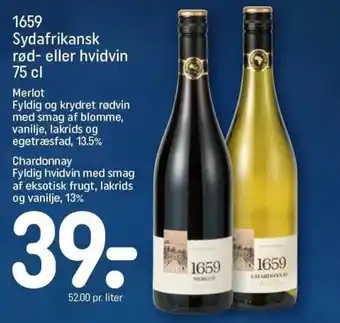 REMA 1000 1659 Sydafrikansk Rød-eller Hvidvin 75cl tilbud