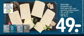 REMA 1000 REMA 1000 Kronekilde Ost Mild Lagret 30+ Med Kommen tilbud