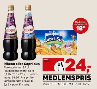 Kvickly Ribena eller capri-sun tilbud