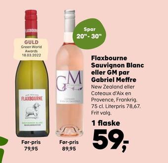 Kvickly Flaxbourne sauvignon blanc eller gm par gabriel meffre tilbud
