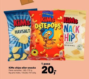 Kvickly Kims chips eller snacks tilbud