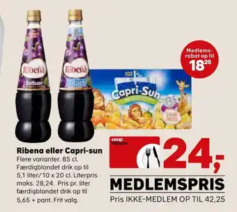 SuperBrugsen Ribena eller capri-sun tilbud