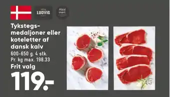 Bilka Tykstegs medaljoner eller koteletter af dansk kalv tilbud