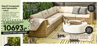 Bilka Napoli loungesæt med hjørnesofa - natur tilbud