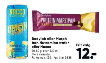 Bilka Bodylab eller murph bar, nutramino wafer eller nocco tilbud