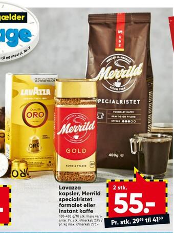 Lavazza kapsler, merrild specialristet formalet eller instant kaffe