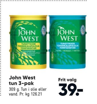 Bilka John west tun 3-pak tilbud