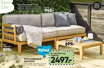 Bilka Utah pallebænk med bord tilbud
