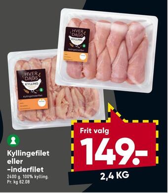 Bilka Kyllingefilet eller -inderfilet tilbud