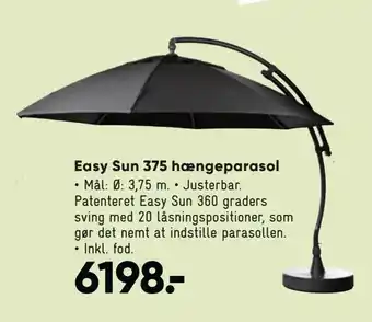 Bilka Easy sun 375 hængeparasol tilbud