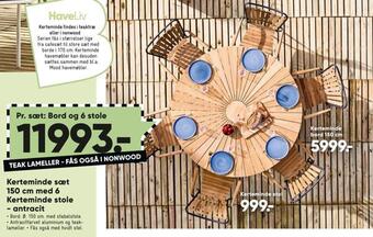 Bilka Kerteminde sæt 150 cm med 6 kerteminde stole - antracit tilbud