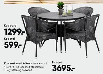 Bilka Kos sæt med 4 kos stole - sort tilbud