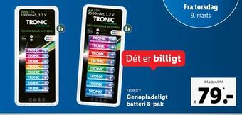 Lidl Genopladeligt batteri 8-pak tilbud
