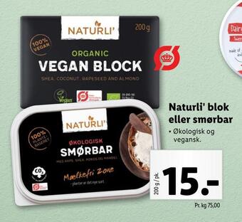 Lidl Naturli' blok eller smørbar tilbud
