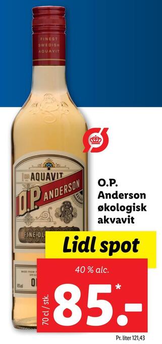 Lidl O.p. anderson økologisk akvavit tilbud