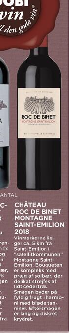 MENY Château roc de binet montagne saint-emilion 2018 tilbud