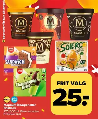 Netto Magnum isbæger eller frisko is tilbud