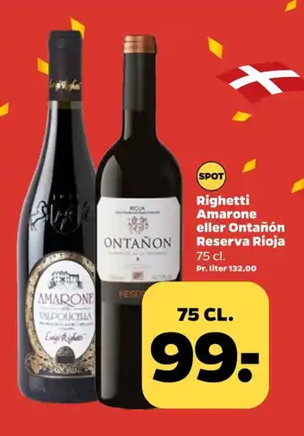 Netto Righetti amarone eller ontañón reserva rioja tilbud