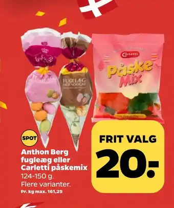 Netto Anthon berg fugleæg eller carletti påskemix tilbud