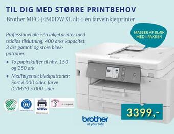 Tjdata Brother mfc-j4540dwxl alt-i-én farveinkjetprinter tilbud