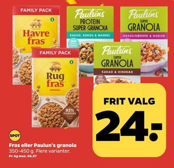 Netto Fras eller paulun's granola tilbud