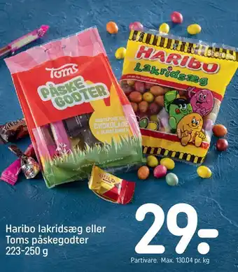Haribo lakridsæg eller toms påskegodter