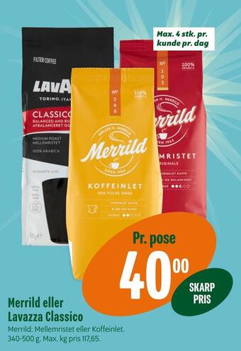 Min Købmand Merrild eller lavazza classico tilbud