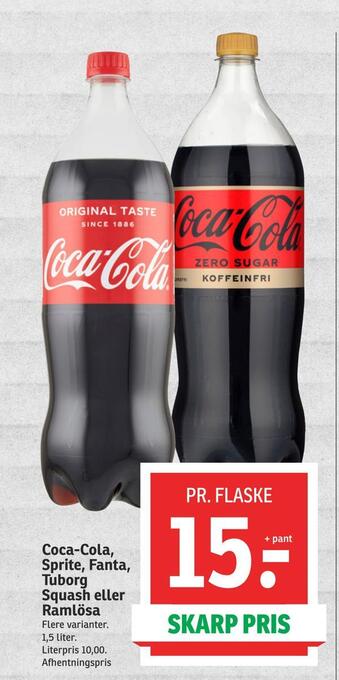 SPAR Coca-cola, sprite, fanta, tuborg squash eller ramlösa tilbud