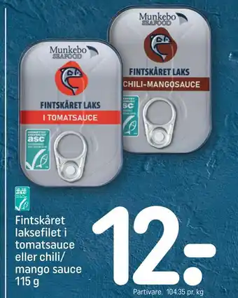 REMA 1000 Fintskåret laksefilet i tomatsauce eller chili/ mango sauce tilbud