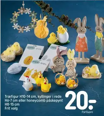 Træfigur h10-14 cm, kyllinger i rede h6-7 cm eller honeycomb påskepynt h8-15 cm