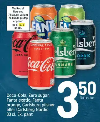 REMA 1000 Coca-cola, zero sugar, fanta exotic, fanta orange, carlsberg pilsner eller carlsberg nordic tilbud