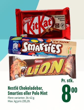 Min Købmand Nestlé chokoladebar, smarties eller polo mint tilbud