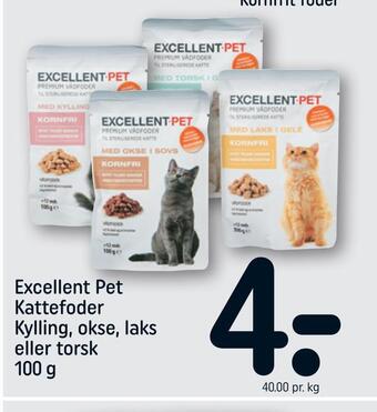 REMA 1000 Excellent pet kattefoder kylling, okse, laks eller torsk tilbud